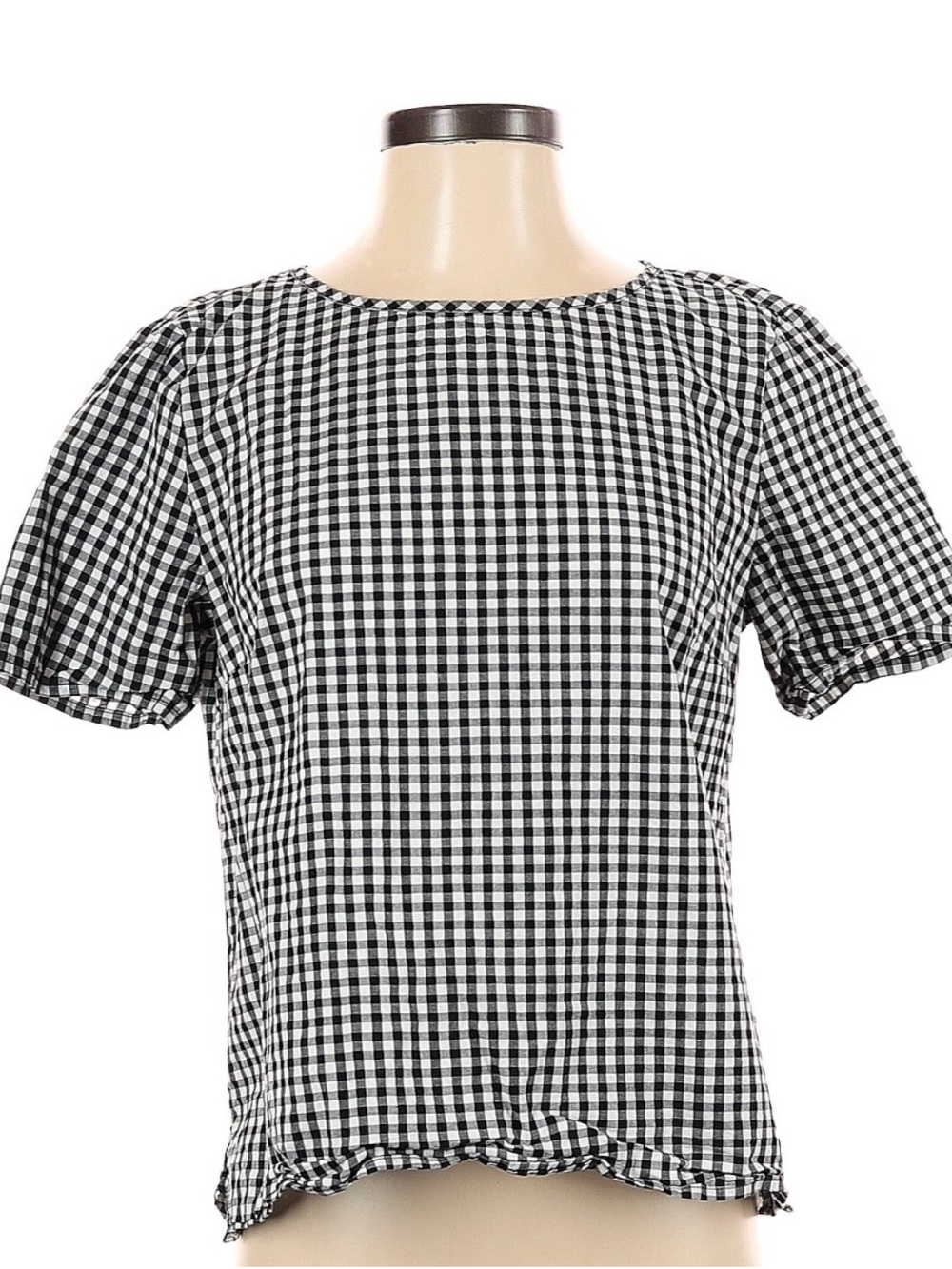 Tribal Black & White Gingham Short Sleeve Top